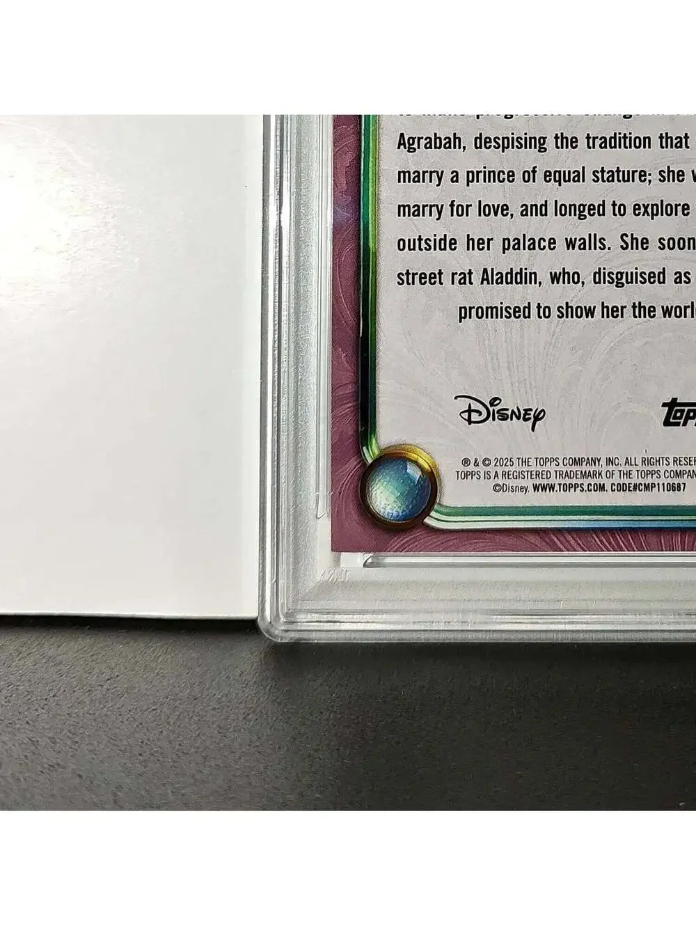 Jasmine 2025 Topps Disney Cartoon Princess #156 Card Aladdin PSA 9 MT